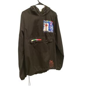 Vtg Brooklyn Cloth Mens Track Jacket Size Small Black Smiley Streetwear Racing